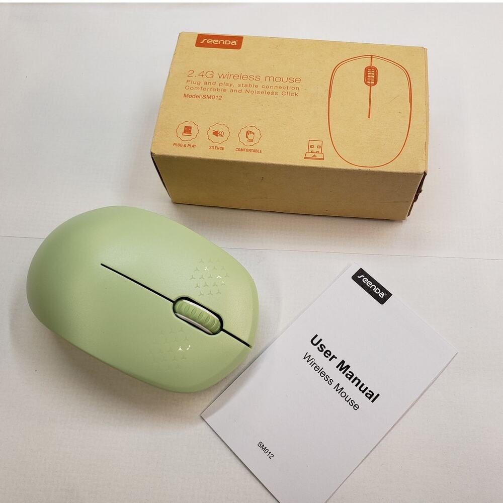 Wireless Mouse with USB Receiver for PC Laptop Mac. Seenda. Silent, Mint Green